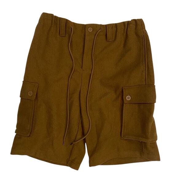 Free People Bronze Brown Longlined WOOL Blend Cargo Shorts Size Small